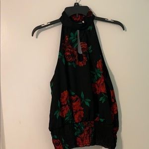 black/rose formal top